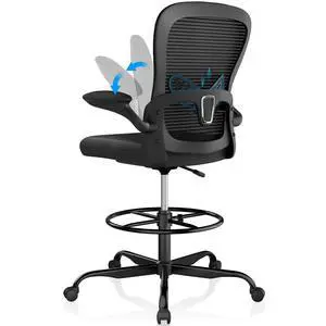 Drafting Chair, Ergonomic Tall Office for Standing Desk Mesh Chair with Flip-up Armrest Extended Height Executive Desk Office Drafting Chair, Ergonomic Tall Office for Standing Desk Mesh Chair with Flip-up Armrest Extended Height Executive Desk Office
