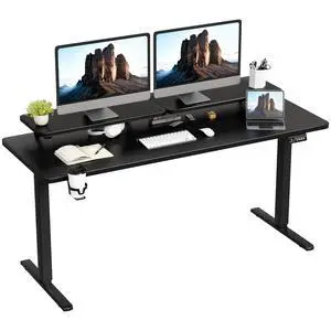 Electric Standing Desk, Adjustable Height Desk 63 x 24 Inch with Monitor Stand, Home Office Computer Desk (Black) Electric Standing Desk, Adjustable Height Desk 63 x 24 Inch with Monitor Stand, Home Office Computer Desk (Black)
