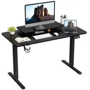 Electric Standing Desk, Adjustable Height Desk 47 x 24 Inch with Monitor Stand, Home Office Computer Desk (Black) Electric Standing Desk, Adjustable Height Desk 47 x 24 Inch with Monitor Stand, Home Office Computer Desk (Black)