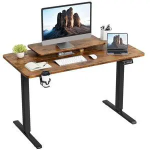 Electric Standing Desk, Adjustable Height Desk 47 x 24 Inch with Monitor Stand, Home Office Computer Desk (Rustic Brown) Electric Standing Desk, Adjustable Height Desk 47 x 24 Inch with Monitor Stand, Home Office Computer Desk (Rustic Brown)