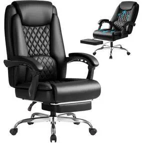Office Chair with Footrest Ergonomic High Back Design Executive Computer Desk Chair400lbs, 90-135° Reclining Leather Home Office Desk Chairs Swivel Task Chairs with Wheels(Black) Office Chair with Footrest Ergonomic High Back Design Executive Computer Desk Chair400lbs, 90-135° Reclining Leather Home Office Desk Chairs Swivel Task Chairs with Wheels(Black)