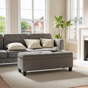47 Inches Storage Ottoman with Legs, End of Bed Storage Bench, Foot Rest for Couch, for Living Room, Bedroom, Entryway, 17.3" D x 47.2" W x 18.5" H, Easy Assembly (Light Gray) 47 Inches Storage Ottoman with Legs, End of Bed Storage Bench, Foot Rest for Couch, for Living Room, Bedroom, Entryway, 17.3" D x 47.2" W x 18.5" H, Easy Assembly (Light Gray)
