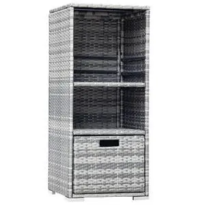 Outdoor Pool Towel Rack Patio Waterproof Rattan Wicker Storage Cabinet Shed with Shelves & Drawer (Grey) Outdoor Pool Towel Rack Patio Waterproof Rattan Wicker Storage Cabinet Shed with Shelves & Drawer (Grey)