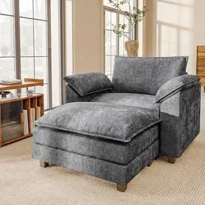 40" Chaise Lounge Chair for Single Comfy Upholstered Deep Seat Reading Arm Chair Clould Couch for Living Room, Apartment Office, Small Spaces (Light Grey-3, Single Sofa) 40" Chaise Lounge Chair for Single Comfy Upholstered Deep Seat Reading Arm Chair Clould Couch for Living Room, Apartment Office, Small Spaces (Light Grey-3, Single Sofa)