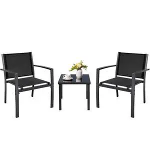3 Pieces Patio Furniture Set Outdoor Textilene Bistro Set Modern Porch Furniture Patio Chairs Set of 2 with Coffee Table for Lawn Backyard 3 Pieces Patio Furniture Set Outdoor Textilene Bistro Set Modern Porch Furniture Patio Chairs Set of 2 with Coffee Table for Lawn Backyard