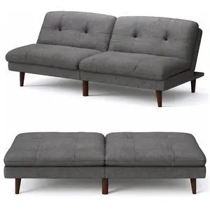 Futon Sofa Bed Modern Folding Futon Set Convertible Recliner Lounge for Living Room with Adjustable Backrest (Linen, Grey) Futon Sofa Bed Modern Folding Futon Set Convertible Recliner Lounge for Living Room with Adjustable Backrest (Linen, Grey)