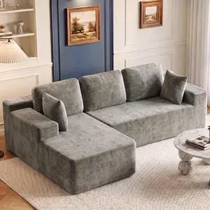 110" Boneless Sectional Couch, Modular Sectional Sofa L-Shape Couch with Deep Seat, Cloud Comfy Boneless Couch for Living Room, No Assembly Required (Chenille, Grey) 110" Boneless Sectional Couch, Modular Sectional Sofa L-Shape Couch with Deep Seat, Cloud Comfy Boneless Couch for Living Room, No Assembly Required (Chenille, Grey)