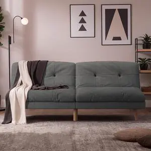 Convertible Futon Sofa Bed Futon Couch with Adjustable Back Upholstered Sleeper Sofa Bed for Living Room Furniture (Fabric,Grey) Convertible Futon Sofa Bed Futon Couch with Adjustable Back Upholstered Sleeper Sofa Bed for Living Room Furniture (Fabric,Grey)
