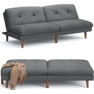 Futon Couch, Modern Futon Sofa Bed with Adjustable Backrest, Convertible Sleeper Sofa Bed for Small Apartments, Loveseat, Office (Fabric, Grey) Futon Couch, Modern Futon Sofa Bed with Adjustable Backrest, Convertible Sleeper Sofa Bed for Small Apartments, Loveseat, Office (Fabric, Grey)