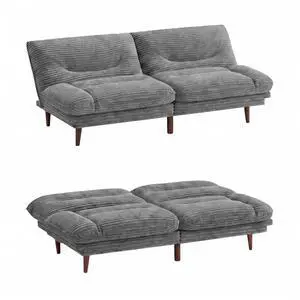 Futon Sofa Bed,69 Inch Futon Couch Convertible with Adjustable Backrest and Armrests, Recliner Sleeper Sofa for Small Spaces, Living Room, Office, Guest Room (Grey-Corduroy) Futon Sofa Bed,69 Inch Futon Couch Convertible with Adjustable Backrest and Armrests, Recliner Sleeper Sofa for Small Spaces, Living Room, Office, Guest Room (Grey-Corduroy)