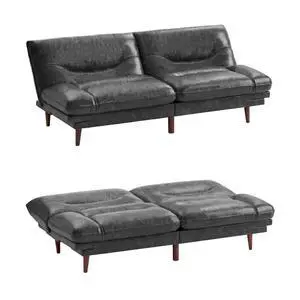 Futon Sofa Bed,69 Inch Futon Couch Convertible with Adjustable Backrest and Armrests, Recliner Sleeper Sofa for Small Spaces, Living Room, Office, Guest Room (Black-PU Leather) Futon Sofa Bed,69 Inch Futon Couch Convertible with Adjustable Backrest and Armrests, Recliner Sleeper Sofa for Small Spaces, Living Room, Office, Guest Room (Black-PU Leather)