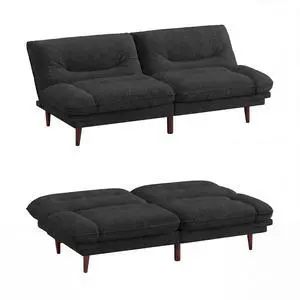 Futon Sofa Bed,69 Inch Futon Couch Convertible with Adjustable Backrest and Armrests, Recliner Sleeper Sofa for Small Spaces, Living Room, Office, Guest Room (Black-LinenLike) Futon Sofa Bed,69 Inch Futon Couch Convertible with Adjustable Backrest and Armrests, Recliner Sleeper Sofa for Small Spaces, Living Room, Office, Guest Room (Black-LinenLike)