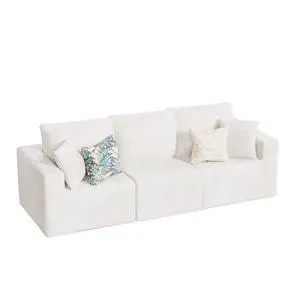 Boneless Couch with Deep Seat and Ottoman, Modular Sectional Sofa with Body Support, Corduroy Couches for Living Room, Apartments, Bedroom, No Assembly Required (Beige, Three Seater) Boneless Couch with Deep Seat and Ottoman, Modular Sectional Sofa with Body Support, Corduroy Couches for Living Room, Apartments, Bedroom, No Assembly Required (Beige, Three Seater)