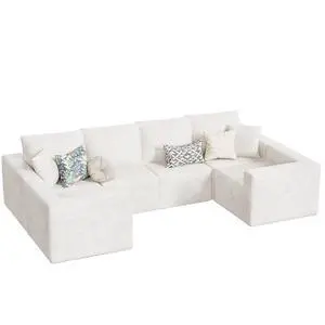 Boneless Couch with Deep Seat and Ottoman, Modular Sectional Sofa with Body Support, Corduroy Couches for Living Room, Apartments, Bedroom, No Assembly Required (Beige, Oversized) Boneless Couch with Deep Seat and Ottoman, Modular Sectional Sofa with Body Support, Corduroy Couches for Living Room, Apartments, Bedroom, No Assembly Required (Beige, Oversized)