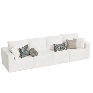 Boneless Couch with Deep Seat and Ottoman, Modular Sectional Sofa with Body Support, Corduroy Couches for Living Room, Apartments, Bedroom, No Assembly Required (Beige, Four Seater) Boneless Couch with Deep Seat and Ottoman, Modular Sectional Sofa with Body Support, Corduroy Couches for Living Room, Apartments, Bedroom, No Assembly Required (Beige, Four Seater)