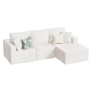 Boneless Couch with Deep Seat and Ottoman, Modular Sectional Sofa with Body Support, Corduroy Couches for Living Room, Apartments, Bedroom, No Assembly Required (Beige, L-Shaped) Boneless Couch with Deep Seat and Ottoman, Modular Sectional Sofa with Body Support, Corduroy Couches for Living Room, Apartments, Bedroom, No Assembly Required (Beige, L-Shaped)