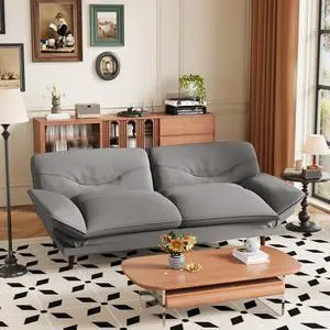 Convertible Futon Sofa Bed, Sleeper Futon Couch with Adjustable Backrest and Armrests, Modern Loveseat with Sturdy Wood Frame for Small Spaces, Apartments (Fabric, French Gray) Convertible Futon Sofa Bed, Sleeper Futon Couch with Adjustable Backrest and Armrests, Modern Loveseat with Sturdy Wood Frame for Small Spaces, Apartments (Fabric, French Gray)