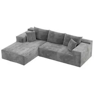 108 Cloud Sectional Couches, Boneless Couch Modular L-Shaped Sofa with Deep Seat, Modern Comfort Upholstered Sofas for Living Room, No Assembly Required (Corduroy, Grey) 108 Cloud Sectional Couches, Boneless Couch Modular L-Shaped Sofa with Deep Seat, Modern Comfort Upholstered Sofas for Living Room, No Assembly Required (Corduroy, Grey)