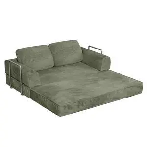 4-in-1 Convertible Sofa Bed, Oversized Boneless Couch with 4 Frame Kits and Removable Armrests, Corduroy Sleeper Sofa with 2 Pillows for Small Space, No Assembly Required (Green) 4-in-1 Convertible Sofa Bed, Oversized Boneless Couch with 4 Frame Kits and Removable Armrests, Corduroy Sleeper Sofa with 2 Pillows for Small Space, No Assembly Required (Green)