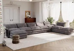 199" Modular Sectional Sofa,Oversized Cloud Couch with Ottoman,Chenille Sofas Sleeper with Metal Frame,Convertible 5-Seater Couches for Living Room (Gray, U Shape) 199" Modular Sectional Sofa,Oversized Cloud Couch with Ottoman,Chenille Sofas Sleeper with Metal Frame,Convertible 5-Seater Couches for Living Room (Gray, U Shape)