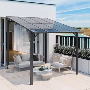 10 x 8 Lean to Gazebo, Outdoor Gazebos Pergola on Clearance with Aluminum Top Frame, Wall-Mounted Awnings for Patio, Decks, Backyard 10 x 8 Lean to Gazebo, Outdoor Gazebos Pergola on Clearance with Aluminum Top Frame, Wall-Mounted Awnings for Patio, Decks, Backyard