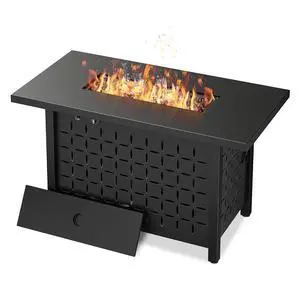 43" Gas Fire Pit for Outside, 50,000 BTU Outdoor Propane Fire Pit Table with Lid & Lava Rock, Steel Rectangular Fire Table for Patio, Backyard, Deck, Garden, Black 43" Gas Fire Pit for Outside, 50,000 BTU Outdoor Propane Fire Pit Table with Lid & Lava Rock, Steel Rectangular Fire Table for Patio, Backyard, Deck, Garden, Black