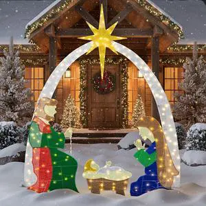6 FT Nativity Scene Outdoor Christmas Decoration Lighted up Christmas Holiday Display, Nativity Scene Set with LED Lights Christmas Tree Decor, Birth of Jesus 6 FT Nativity Scene Outdoor Christmas Decoration Lighted up Christmas Holiday Display, Nativity Scene Set with LED Lights Christmas Tree Decor, Birth of Jesus