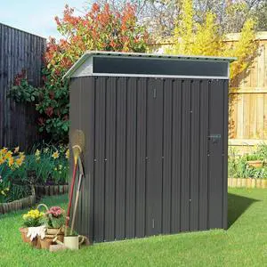 5 x 3 x 6 FT Outdoor Storage Shed Clearance, Metal Garden Shed with Large Window and Lockable Door, Anti-Corrosion Waterproof Tool Shed for Backyard Patio, Lawn (Dark Gray) 5 x 3 x 6 FT Outdoor Storage Shed Clearance, Metal Garden Shed with Large Window and Lockable Door, Anti-Corrosion Waterproof Tool Shed for Backyard Patio, Lawn (Dark Gray)