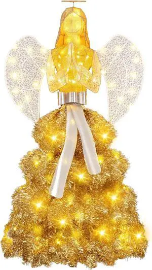 5 FT Lighted Christmas Angel, Pre-lit 3D Glittered Angel with 100 Warm Lights & Bugle, Outdoor Angel Christmas Decoration 5 FT Lighted Christmas Angel, Pre-lit 3D Glittered Angel with 100 Warm Lights & Bugle, Outdoor Angel Christmas Decoration
