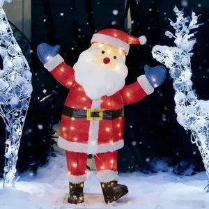 3FT Lighted Christmas Santa, Outdoor Pre-lit 3D Santa Claus Decor, Outdoor Indoor Christmas Holiday Decoration w/ 80 LED Lights for Lawn Yard Garden 3FT Lighted Christmas Santa, Outdoor Pre-lit 3D Santa Claus Decor, Outdoor Indoor Christmas Holiday Decoration w/ 80 LED Lights for Lawn Yard Garden