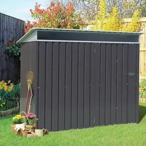 Outdoor Storage Shed, 6 x 4 FT Outside Metal Garden Shed with Window and Lockable Door, Waterproof Tool Shed for Backyard Patio, Lawn and Garden (Dark Gray) Outdoor Storage Shed, 6 x 4 FT Outside Metal Garden Shed with Window and Lockable Door, Waterproof Tool Shed for Backyard Patio, Lawn and Garden (Dark Gray)