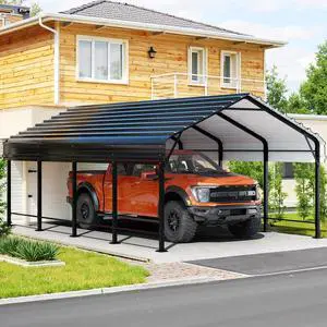 12x20FT Heavy Duty Metal Carport, Galvanized Steel Car Tent Shelter with Anti-Rust Coating, Outdoor Storage Shed Vehicle Canopy for Cars/Trucks/RVs, Easy Assembly Weatherproof Garage 12x20FT Heavy Duty Metal Carport, Galvanized Steel Car Tent Shelter with Anti-Rust Coating, Outdoor Storage Shed Vehicle Canopy for Cars/Trucks/RVs, Easy Assembly Weatherproof Garage