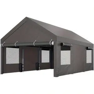 12x18.5ft Heavy Duty Carport with Sandbag, Portable Garage with Removable Sidewalls, Doors and Ventilated Windows, UV Resistant Waterproof Carport Canopy for Outdoor 12x18.5ft Heavy Duty Carport with Sandbag, Portable Garage with Removable Sidewalls, Doors and Ventilated Windows, UV Resistant Waterproof Carport Canopy for Outdoor