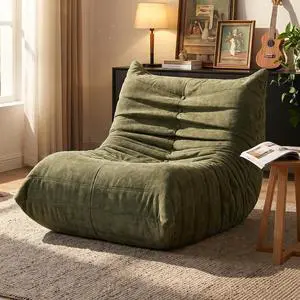 Bean Bag Chair for Adults, Line Fabric Lazy Sofa Couch, Memory Foam Filled Bean Bag Lounge Chair Perfect for Living Room, Bedroom and Office, Green Bean Bag Chair for Adults, Line Fabric Lazy Sofa Couch, Memory Foam Filled Bean Bag Lounge Chair Perfect for Living Room, Bedroom and Office, Green