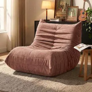 Bean Bag Chair for Adults, Line Fabric Lazy Sofa Couch, Memory Foam Filled Bean Bag Lounge Chair Perfect for Living Room, Bedroom and Office, Pink Bean Bag Chair for Adults, Line Fabric Lazy Sofa Couch, Memory Foam Filled Bean Bag Lounge Chair Perfect for Living Room, Bedroom and Office, Pink