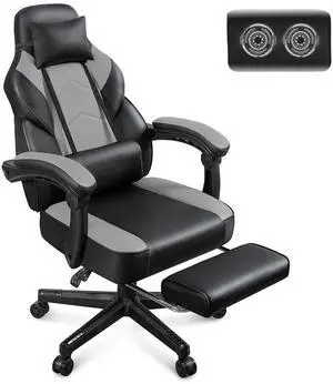 Gaming Chair for Adults, Grey Video Game Chair with Footrest, Big and Tall Gaming Chair Heavy Duty Computer Chair with Massage Lumbar, Ergonomic Adjustable Height and 360° Swivel, PU Leather, Grey Gaming Chair for Adults, Grey Video Game Chair with Footrest, Big and Tall Gaming Chair Heavy Duty Computer Chair with Massage Lumbar, Ergonomic Adjustable Height and 360° Swivel, PU Leather, Grey