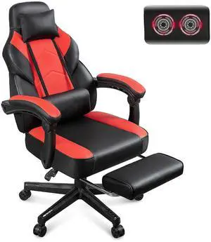 Gaming Chair for Adults, Video Game Chair with Footrest, Big and Tall Gaming Chair Heavy Duty Computer Chair with Massage Lumbar, Ergonomic Adjustable Height and 360° Swivel Seat, PU Leather, Red Gaming Chair for Adults, Video Game Chair with Footrest, Big and Tall Gaming Chair Heavy Duty Computer Chair with Massage Lumbar, Ergonomic Adjustable Height and 360° Swivel Seat, PU Leather, Red