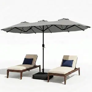 15FT Large Patio Umbrella with Base Included, Outdoor Double sided Umbrellas with Crank Handle, Rectangle Table Umbrella for Pool Lawn Garden Market 15FT Large Patio Umbrella with Base Included, Outdoor Double sided Umbrellas with Crank Handle, Rectangle Table Umbrella for Pool Lawn Garden Market