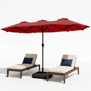 15FT Large Patio Umbrella with Base Included, Outdoor Double sided Umbrellas with Crank Handle, Rectangle Table Umbrella for Pool Lawn Garden Market 15FT Large Patio Umbrella with Base Included, Outdoor Double sided Umbrellas with Crank Handle, Rectangle Table Umbrella for Pool Lawn Garden Market