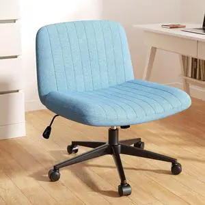 Criss Cross Chair with Wheels, Cross Legged Office Chair, Armless Office Chairs Adjustable Height Swivel Tilting Fabric Vanity Chairs for Home Bedroom (Blue) Criss Cross Chair with Wheels, Cross Legged Office Chair, Armless Office Chairs Adjustable Height Swivel Tilting Fabric Vanity Chairs for Home Bedroom (Blue)