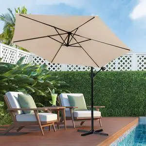 9FT Outdoor Patio Umbrella, Hanging Outdoor Umbrella Cantilever Offset Market Umbrella w/Easy Tilt Adjustment, Waterproof for Backyard, Poolside, Lawn and Garden 9FT Outdoor Patio Umbrella, Hanging Outdoor Umbrella Cantilever Offset Market Umbrella w/Easy Tilt Adjustment, Waterproof for Backyard, Poolside, Lawn and Garden