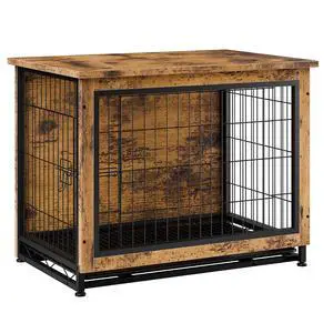 Dog Crate Furniture, Side End Table, Modern Wooden Kennel for Dogs Indoor, Heavy-Duty Dog Cage with Multi-Purpose Removable Tray, Double-Door Dog House, Rustic Brown Dog Crate Furniture, Side End Table, Modern Wooden Kennel for Dogs Indoor, Heavy-Duty Dog Cage with Multi-Purpose Removable Tray, Double-Door Dog House, Rustic Brown