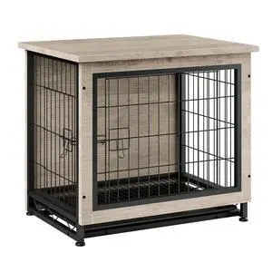 Dog Crate Furniture, Side End Table, Modern Wooden Kennel for Dogs Indoor, Heavy-Duty Dog Cage with Multi-Purpose Removable Tray, Double-Door Dog House, Grey Dog Crate Furniture, Side End Table, Modern Wooden Kennel for Dogs Indoor, Heavy-Duty Dog Cage with Multi-Purpose Removable Tray, Double-Door Dog House, Grey