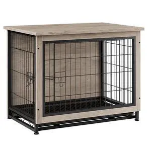 Dog Crate Furniture, Side End Table, Modern Wooden Kennel for Dogs Indoor, Heavy-Duty Dog Cage with Multi-Purpose Removable Tray, Double-Door Dog House, Grey Dog Crate Furniture, Side End Table, Modern Wooden Kennel for Dogs Indoor, Heavy-Duty Dog Cage with Multi-Purpose Removable Tray, Double-Door Dog House, Grey