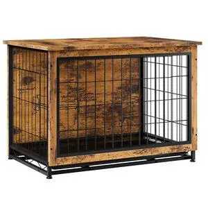 Dog Crate Furniture, Side End Table, Modern Wooden Kennel for Dogs Indoor, Heavy-Duty Dog Cage with Multi-Purpose Removable Tray, Double-Door Dog House, Rustic Brown Dog Crate Furniture, Side End Table, Modern Wooden Kennel for Dogs Indoor, Heavy-Duty Dog Cage with Multi-Purpose Removable Tray, Double-Door Dog House, Rustic Brown