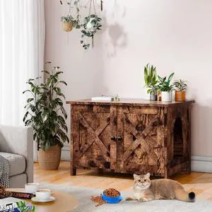 Hidden Cat Litter Box Cat Washroom with Double Removable Doors and Divider Indoor for Living Room Brown Hidden Cat Litter Box Cat Washroom with Double Removable Doors and Divider Indoor for Living Room Brown