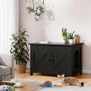 Hidden Cat Litter Box Cat Washroom with Double Removable Doors and Divider Indoor for Living Room Black Hidden Cat Litter Box Cat Washroom with Double Removable Doors and Divider Indoor for Living Room Black