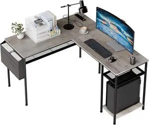 Home Office Desks with Laptop Stand,L Shaped Computer Desk 55 inch Large Work Desk Study Workstation,Simple Assembly, Steel Frame,Grey Home Office Desks with Laptop Stand,L Shaped Computer Desk 55 inch Large Work Desk Study Workstation,Simple Assembly, Steel Frame,Grey