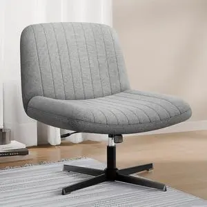 Criss Cross Chair,Armless Cross Legged Office Desk Chair No Wheels,Fabric Padded Swivel Height Adjustable Wide Seat Chair for Home Office(White) Criss Cross Chair,Armless Cross Legged Office Desk Chair No Wheels,Fabric Padded Swivel Height Adjustable Wide Seat Chair for Home Office(White)