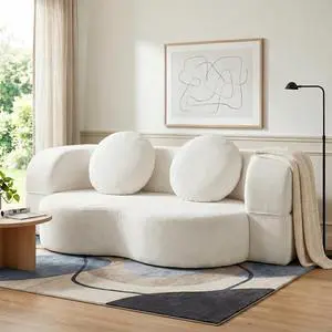 77 Convertible Sofa Bed, Folding Boneless Couch, Floor Sofa 2-in-1 Curved Couch for Small Living Room, Apartment, Guest Room, White 77 Convertible Sofa Bed, Folding Boneless Couch, Floor Sofa 2-in-1 Curved Couch for Small Living Room, Apartment, Guest Room, White